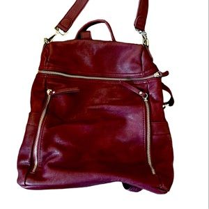 Burgundy backpack / purse.